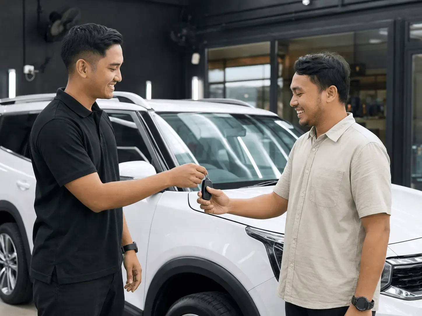 Pelanggan mengambil kereta selepas pemasangan filem pelindung cermin hadapan